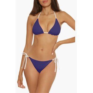 LUCKY BRAND 2 Piece Bikini Swim Suit Womens Size Small Reversible Navy Blue/Whit